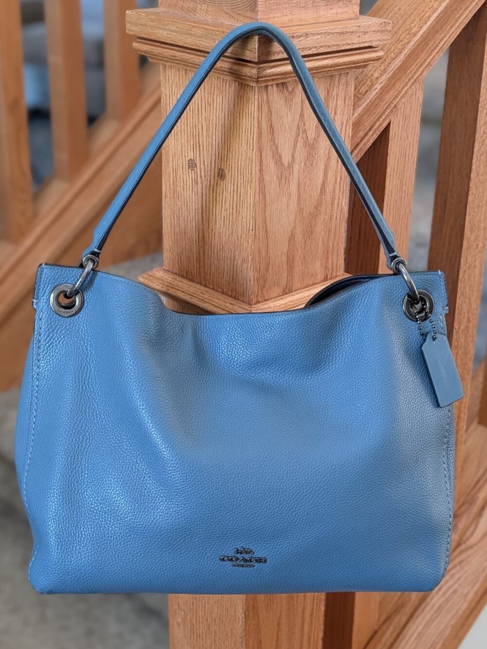 Coach Clarkson Hobo Bag - Chambray Blue Pebbled Leather, Gunmetal Hardware